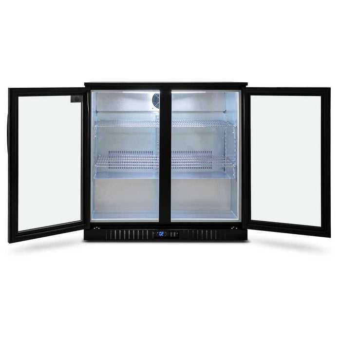 AG Twin Door Bar Fridge - Black Body & Doors 220L - BEER2