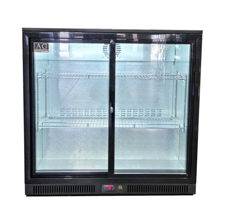AG Twin Sliding Door Bar Fridge - Black Body & Doors 220L - BEER2-SD