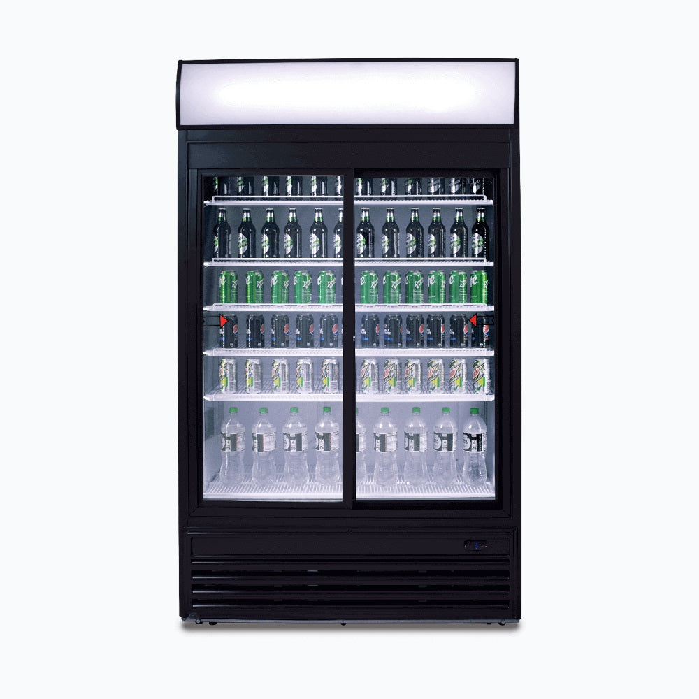 Bromic Upright Display Fridge - 945L - 2 Doors - Sliding - Flat Glass - Lightbox - GM0980LS-NR