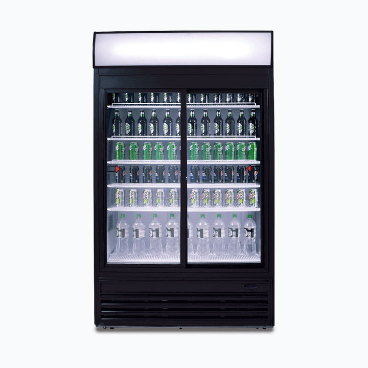 Bromic Upright Display Fridge - 945L - 2 Doors - Sliding - Flat Glass - Lightbox - GM0980LS-NR