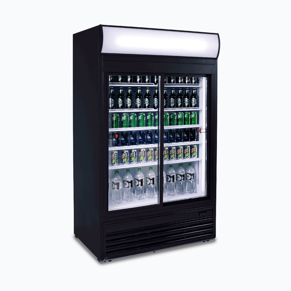 Bromic Upright Display Fridge - 945L - 2 Doors - Sliding - Flat Glass - Lightbox - GM0980LS-NR