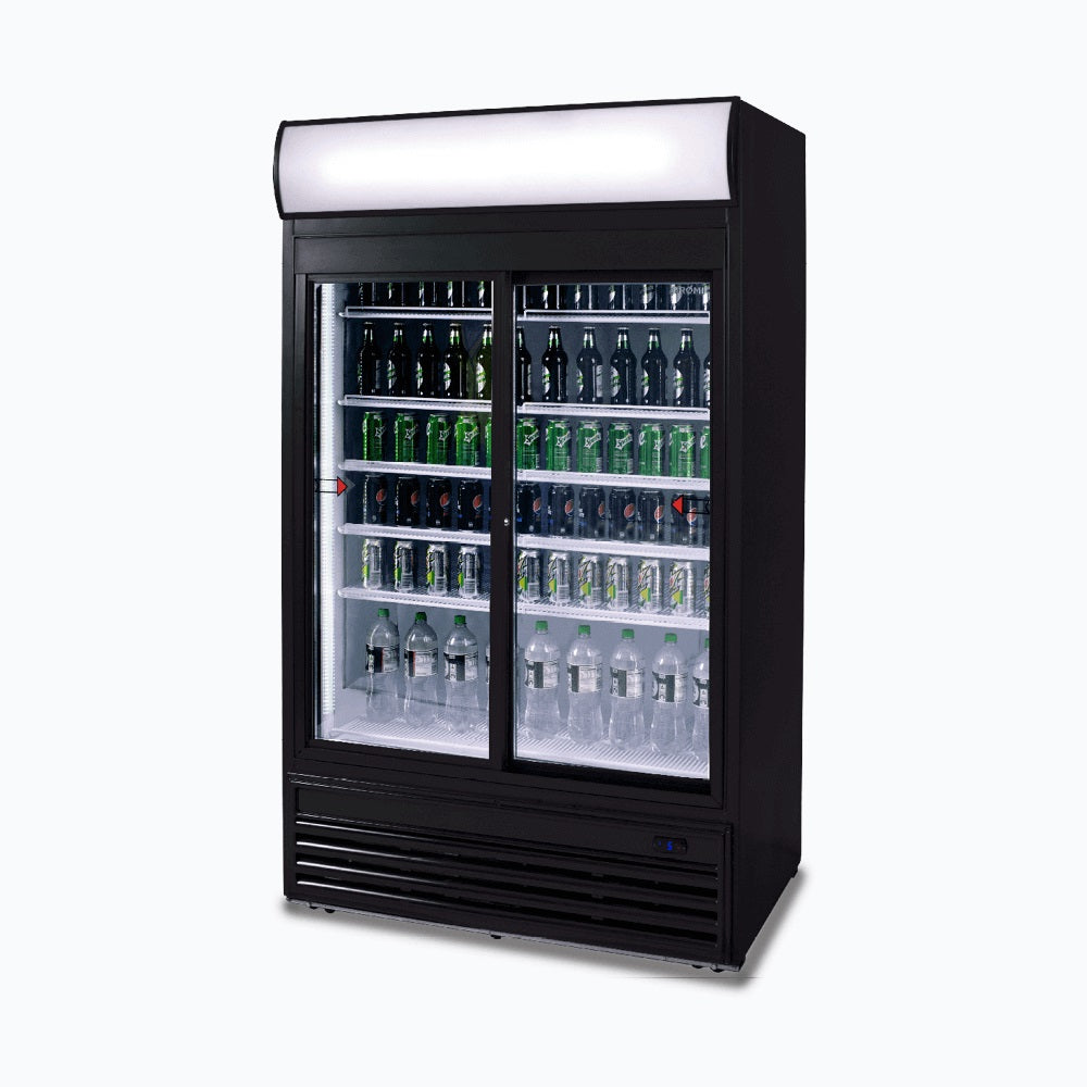 Bromic Upright Display Fridge - 945L - 2 Doors - Sliding - Flat Glass - Lightbox - GM0980LS-NR