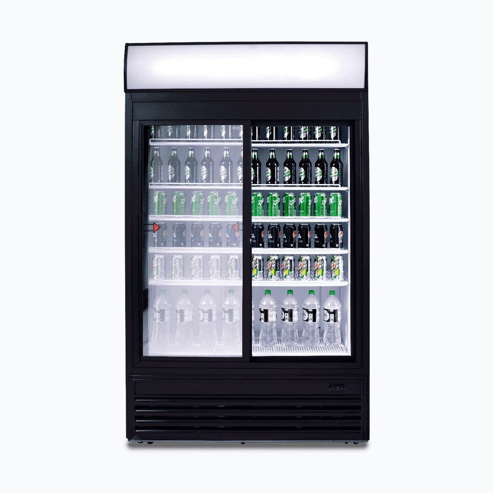Bromic Upright Display Fridge - 945L - 2 Doors - Sliding - Flat Glass - Lightbox - GM0980LS-NR