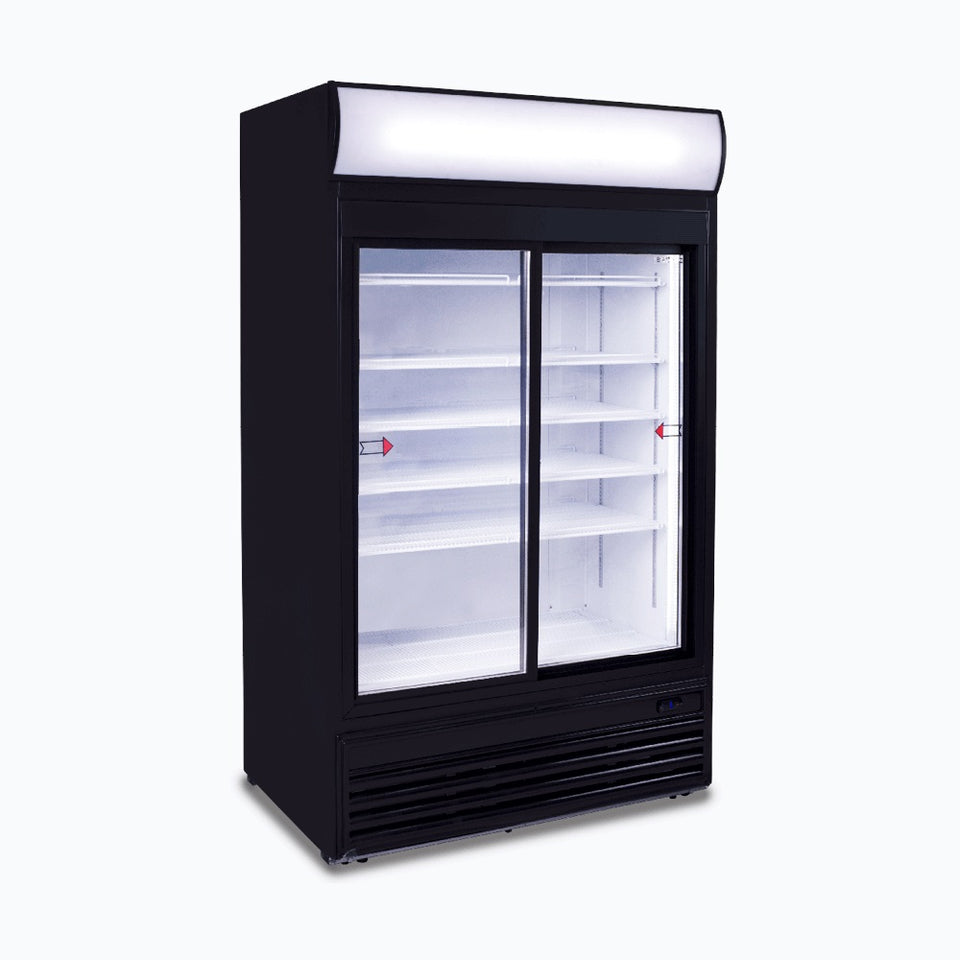 Bromic Upright Display Fridge - 945L - 2 Doors - Sliding - Flat Glass - Lightbox - GM0980LS-NR