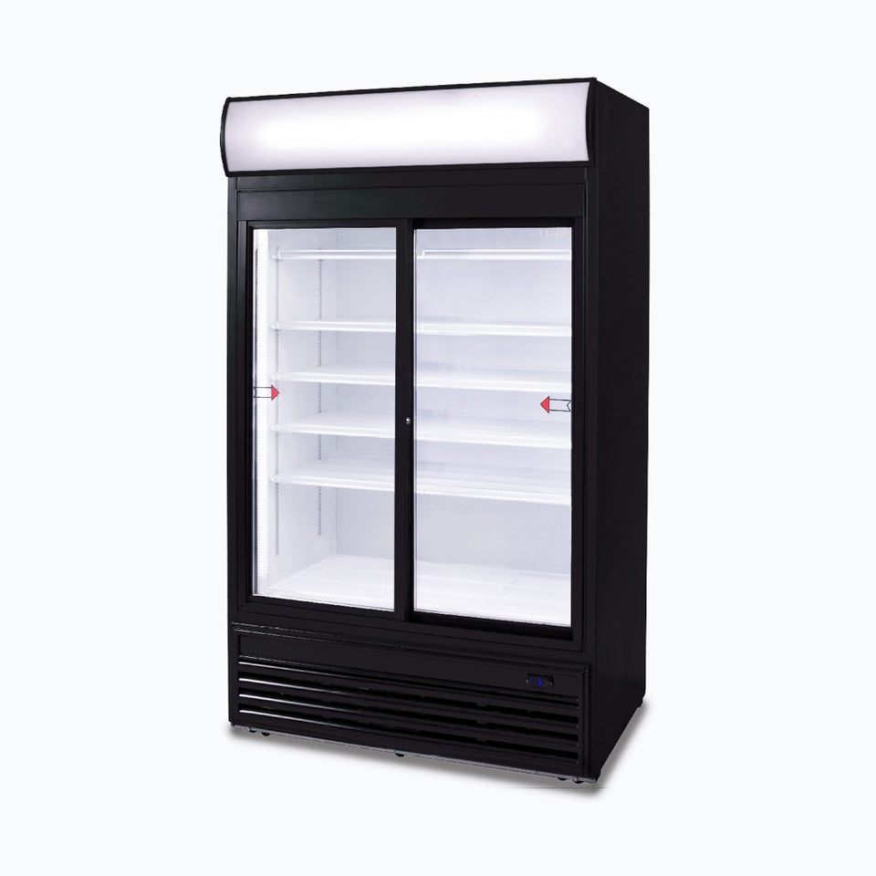Bromic Upright Display Fridge - 945L - 2 Doors - Sliding - Flat Glass - Lightbox - GM0980LS-NR