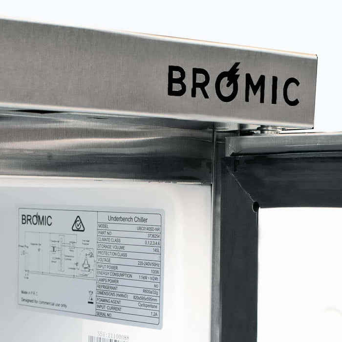 Bromic Under Bench Fridge - 138L - 1 Door - Stainless Steel - UBC0140SD-NR