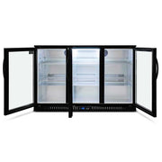 AG Three Door Bar Fridge - Black Body & Doors 320L - BEER3
