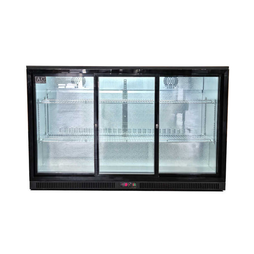 AG Three Sliding Door Bar Fridge - Black Body & Doors 320L - BEER3-SD