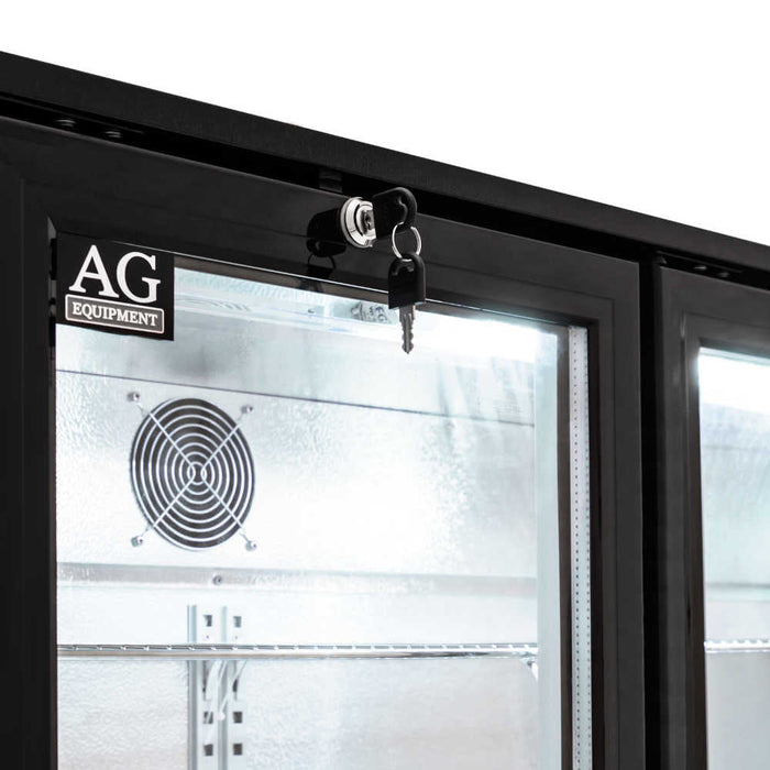 AG Three Door Bar Fridge - Black Body & Doors 320L - BEER3