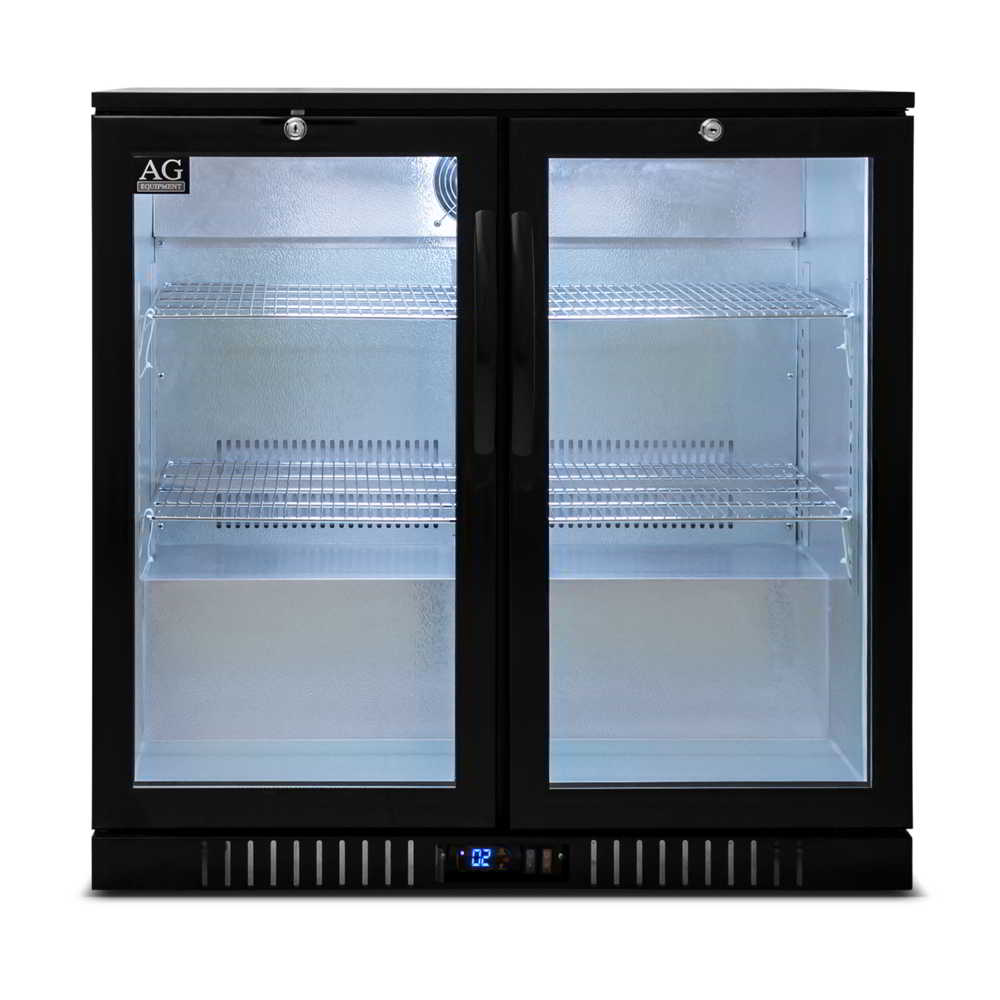 AG Twin Door Bar Fridge - Black Body & Doors 220L - BEER2