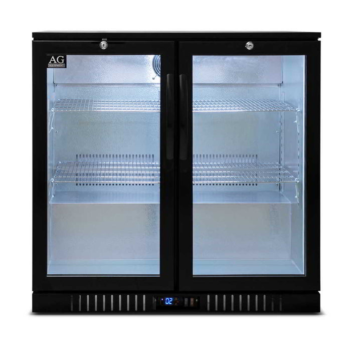 AG Twin Door Bar Fridge - Black Body & Doors 220L - BEER2
