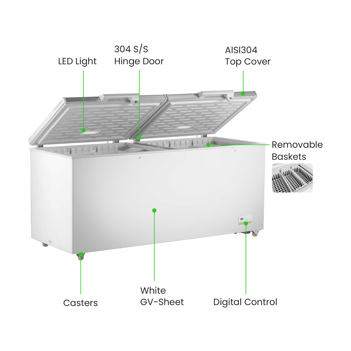 Thermaster Chest Freezer with Stainless Steel Lid 750L - BD750F