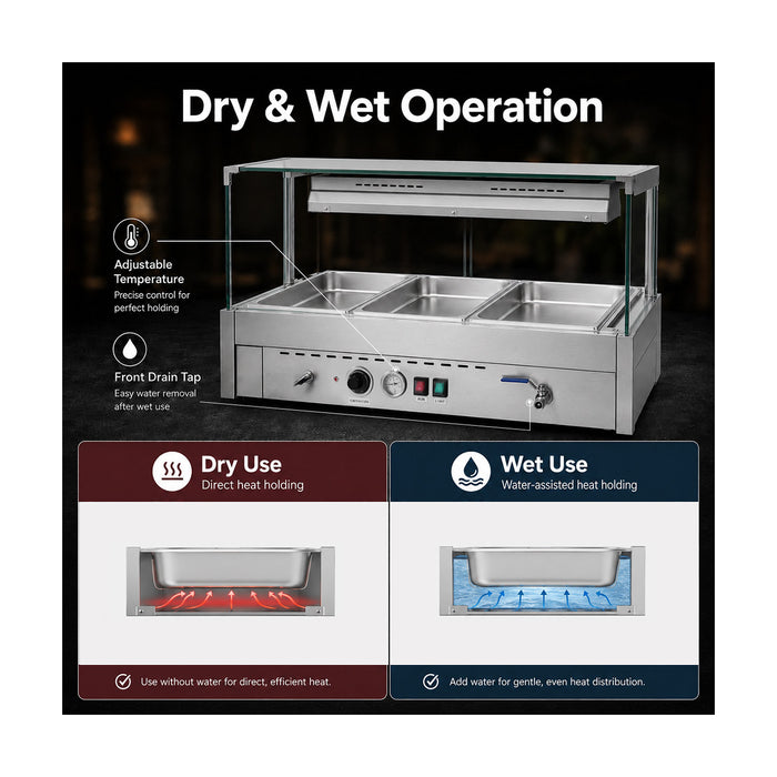Bonvue Square Countertop Wet & Dry Bain Marie - BM11SC