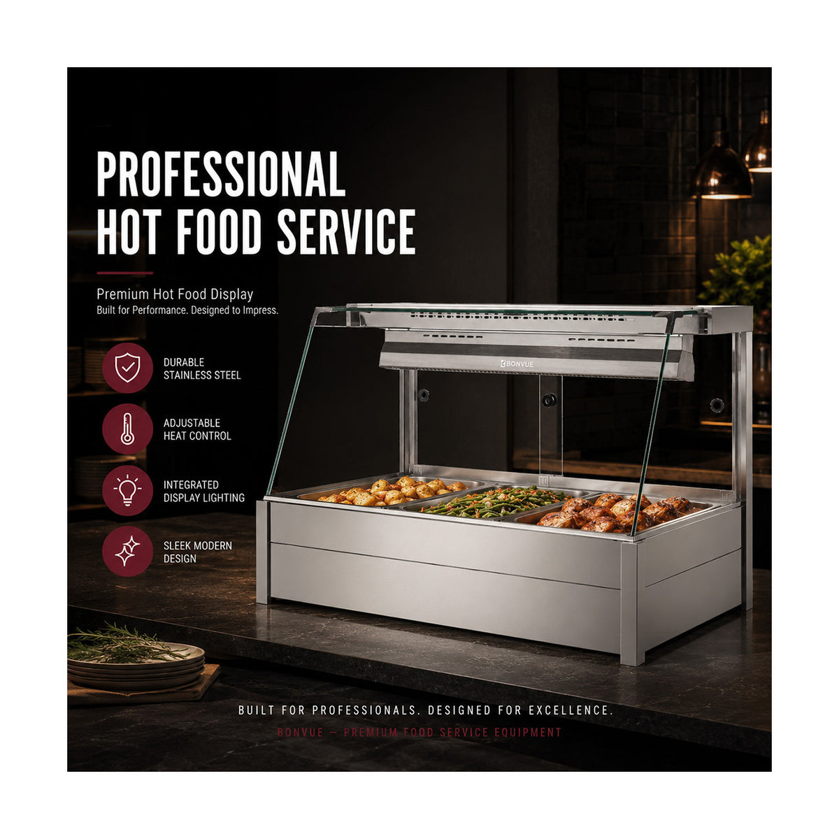 Bonvue Angled Countertop Wet & Dry Bain Marie - BM11TC