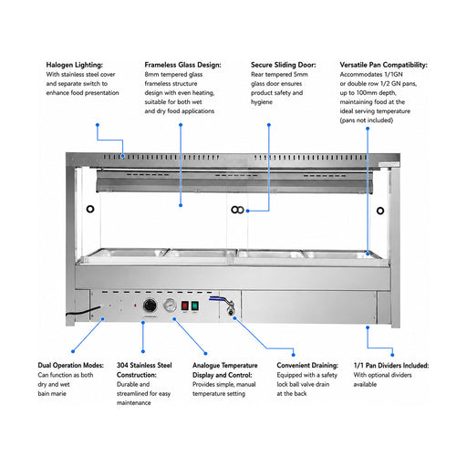 Bonvue Square Countertop Wet & Dry Bain Marie - BM14SC