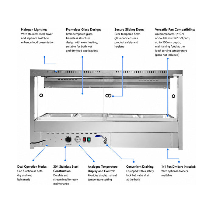 Bonvue Square Countertop Wet & Dry Bain Marie - BM14SC