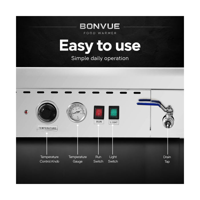 Bonvue Square Countertop Wet & Dry Bain Marie - BM14SC