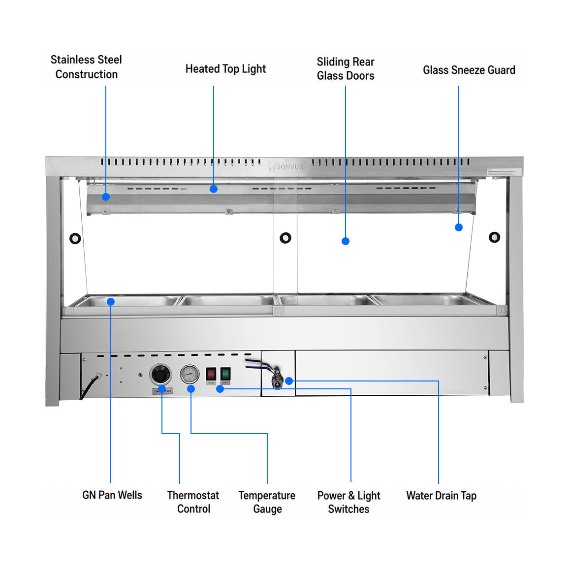 Bonvue Angled Countertop Wet & Dry Bain Marie - BM14TC