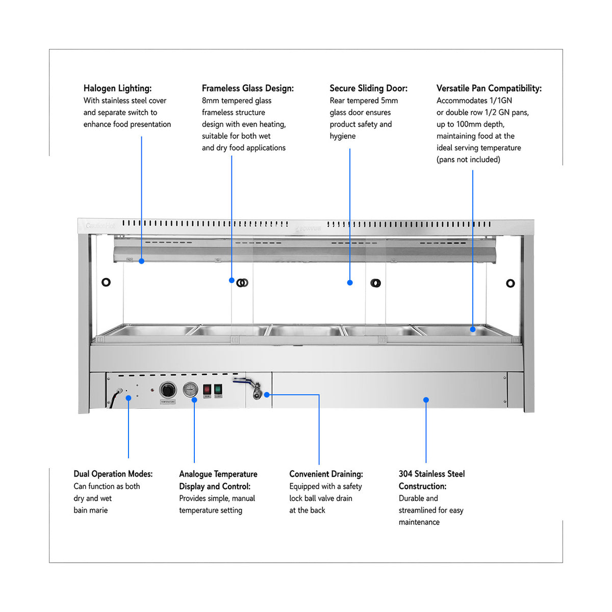 Bonvue Square Countertop Wet & Dry Bain Marie - BM17SC