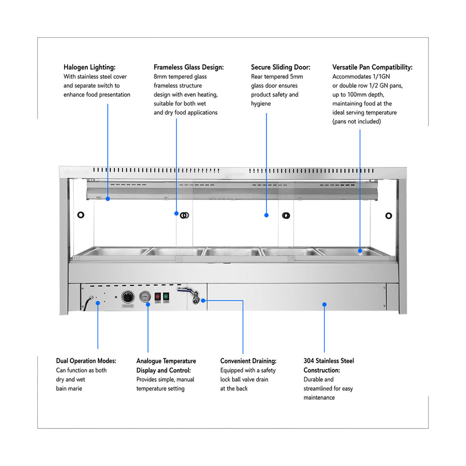 Bonvue Square Countertop Wet & Dry Bain Marie - BM17SC