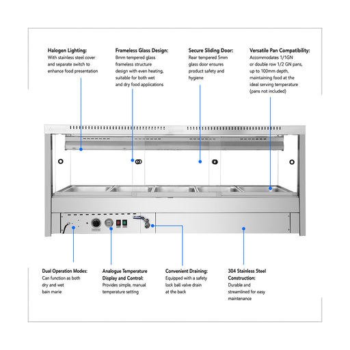 Bonvue Square Countertop Wet & Dry Bain Marie - BM17SC