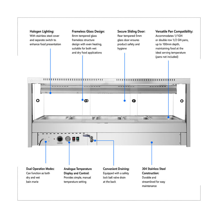 Bonvue Square Countertop Wet & Dry Bain Marie - BM17SC