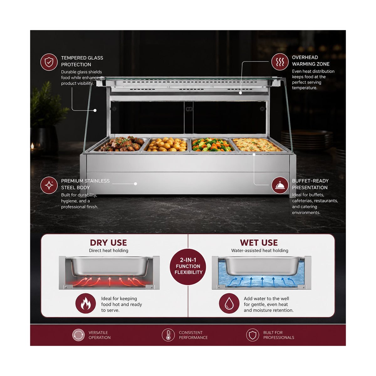 Bonvue Angled Countertop Wet & Dry Bain Marie - BM17TC