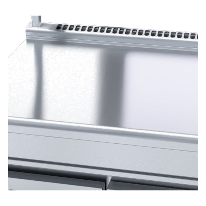 Waldorf 800 Series 900mm Bench Top With Salamander Support Low Back Version - Refrigerated Base - BTL8900S-RB