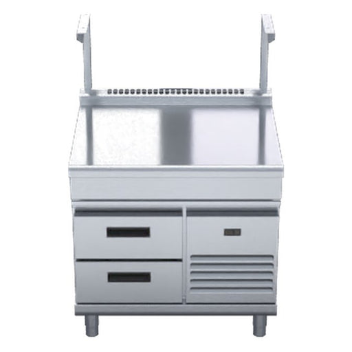 Waldorf 800 Series 900mm Bench Top With Salamander Support Low Back Version - Refrigerated Base - BTL8900S-RB