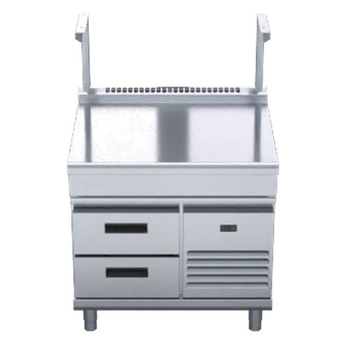 Waldorf 800 Series 900mm Bench Top With Salamander Support Low Back Version - Refrigerated Base - BTL8900S-RB