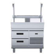 Waldorf 800 Series 900mm Bench Top With Salamander Support Low Back Version - Refrigerated Base - BTL8900S-RB