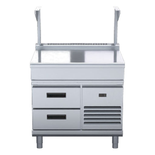 Waldorf 800 Series 900mm Bench Top With Salamander Support Low Back Version - Refrigerated Base - BTL8900S-RB