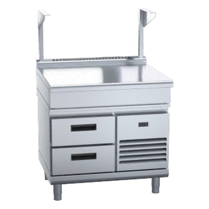 Waldorf 800 Series 900mm Bench Top With Salamander Support Low Back Version - Refrigerated Base - BTL8900S-RB