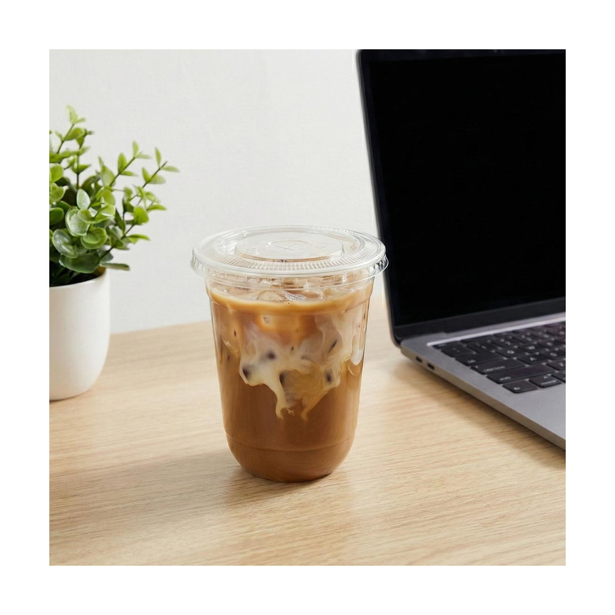 PakMax 78mm PET Cold Paper Cups Flat Lids - CCFL-78C-PET-LID