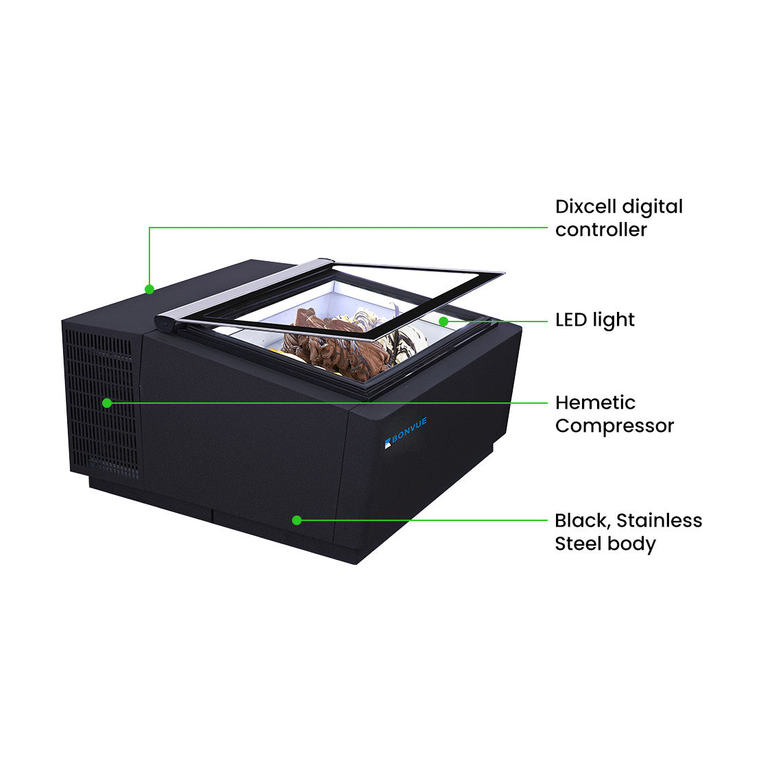 Bonvue Bench Top Gelato / Ice cream Display Showcase - CGD-03B