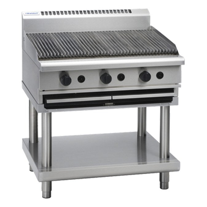Waldorf 800 Series 900mm Gas Chargrill Low Back Version - Leg Stand - CHL8900G-LS