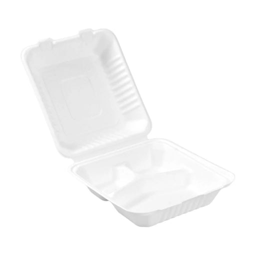 PakMax 8" Sugarcane Clamshell 3-Compartment - CS-883