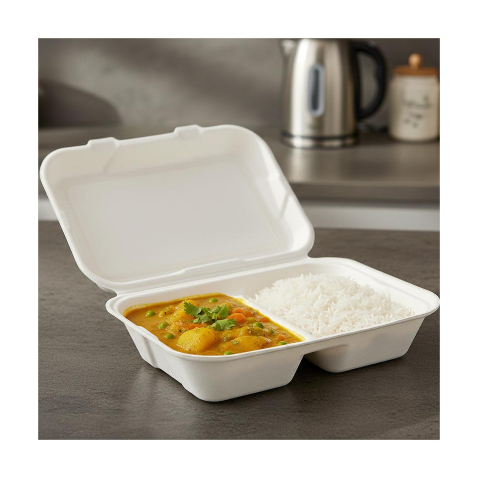 PakMax 9*6" Sugarcane Clamshell 2-Compartment - CS-962