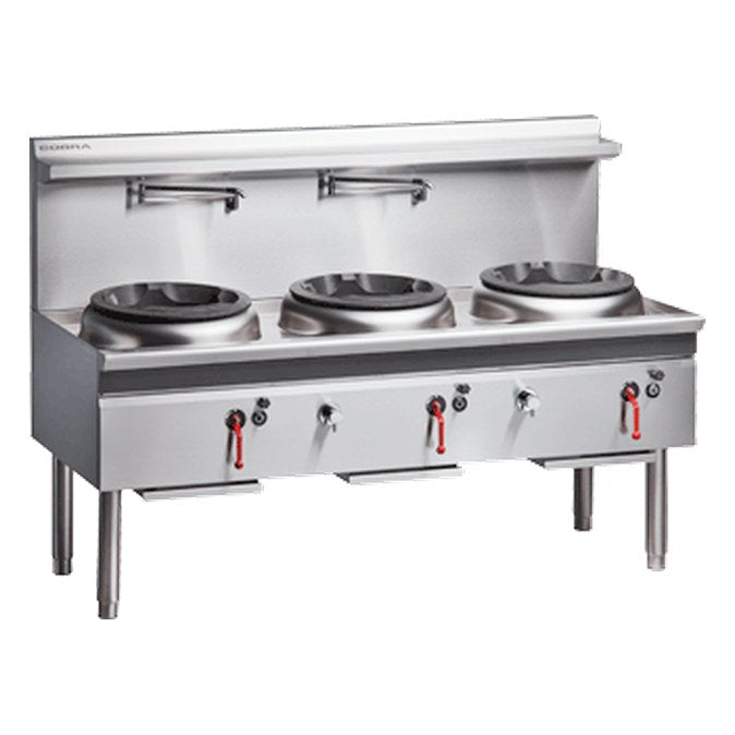 Cobra 1800mm Gas Waterless Wok with 1 Chimney burner and 2 Duckbill burners - CW3H-CDD