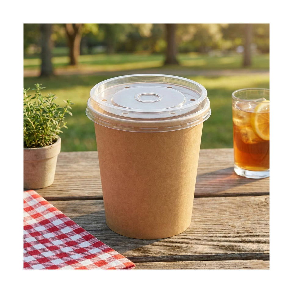 PakMax 115mm PP Lid Fit for 20/26/32oz Paper Deli Container - DELI-115-PP-LID