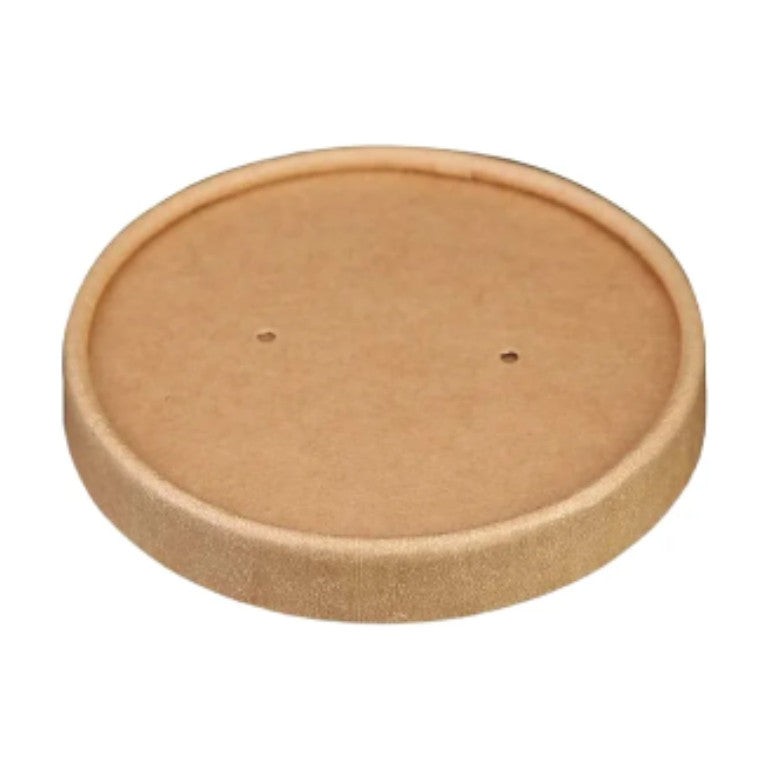 PakMax 96mm Kraft Paper Lid Fit for 8/12/16oz Paper Deli Container - DELI-96-KP-LID
