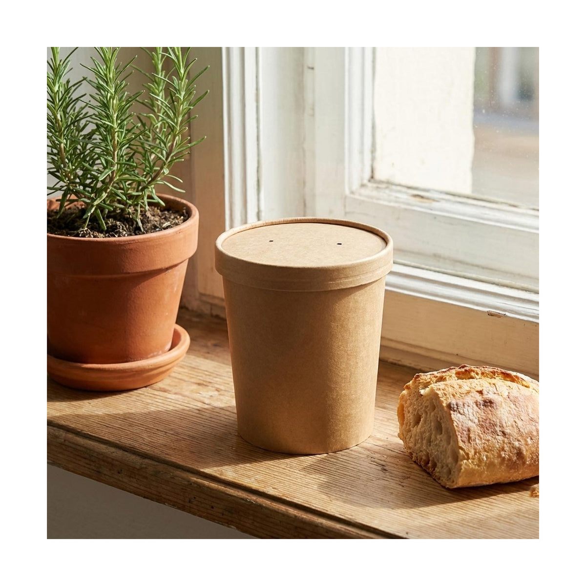 PakMax 96mm Kraft Paper Lid Fit for 8/12/16oz Paper Deli Container - DELI-96-KP-LID