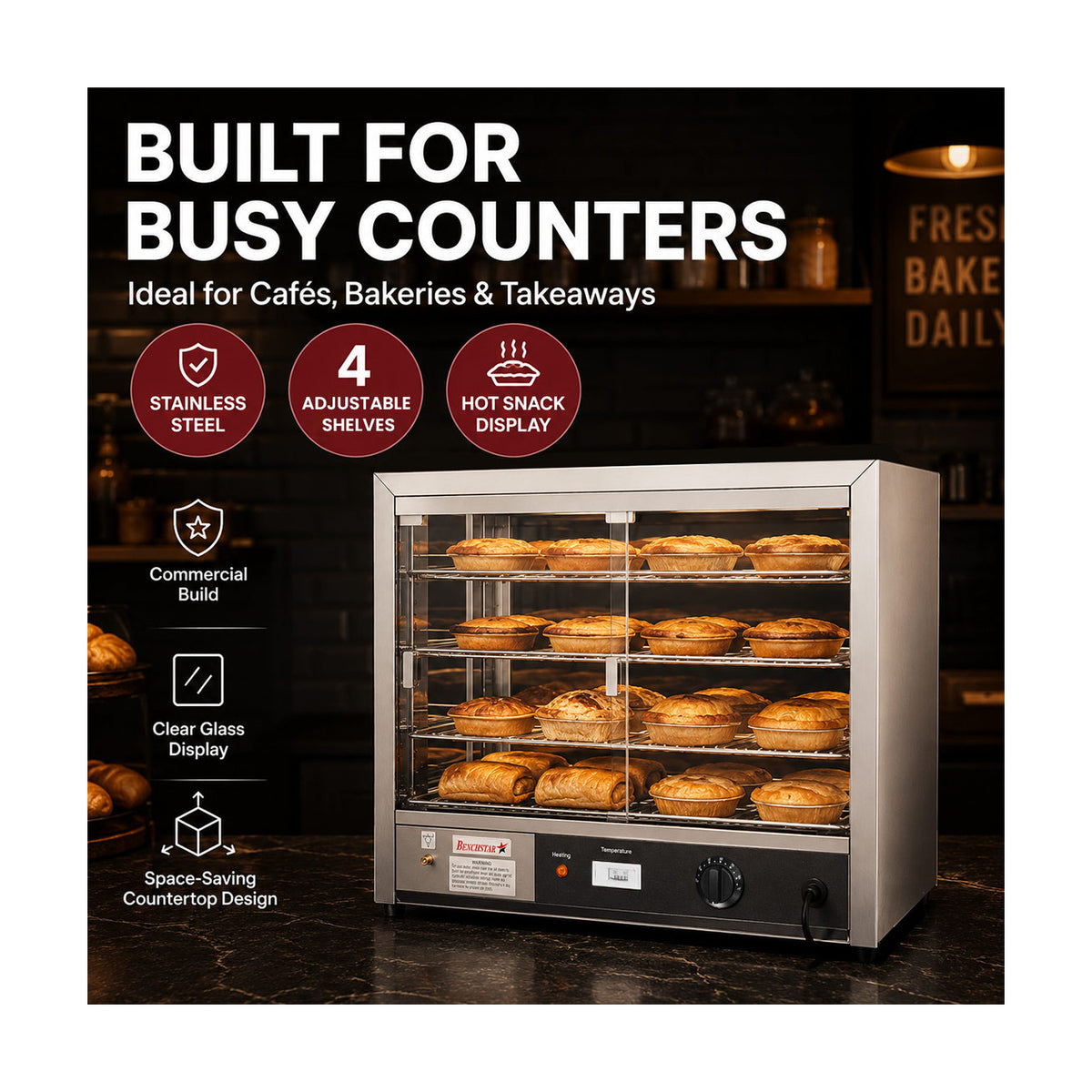 Benchstar Pie Warmer & Hot Food Display - DH-580E