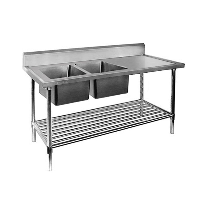 Modular Systems Stainless Steel Double Sink Bench with Pot Undershelf - DSB6 & DSB7