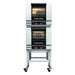 Turbofan Half Size Tray Digital Electric Convection Ovens Double Stacked on a Stainless Steel Base Stand - E23D3/2