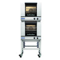 Turbofan Half Size Tray Manual Electric Convection Ovens Double Stacked With Castor Base Stand - E23M3/2C