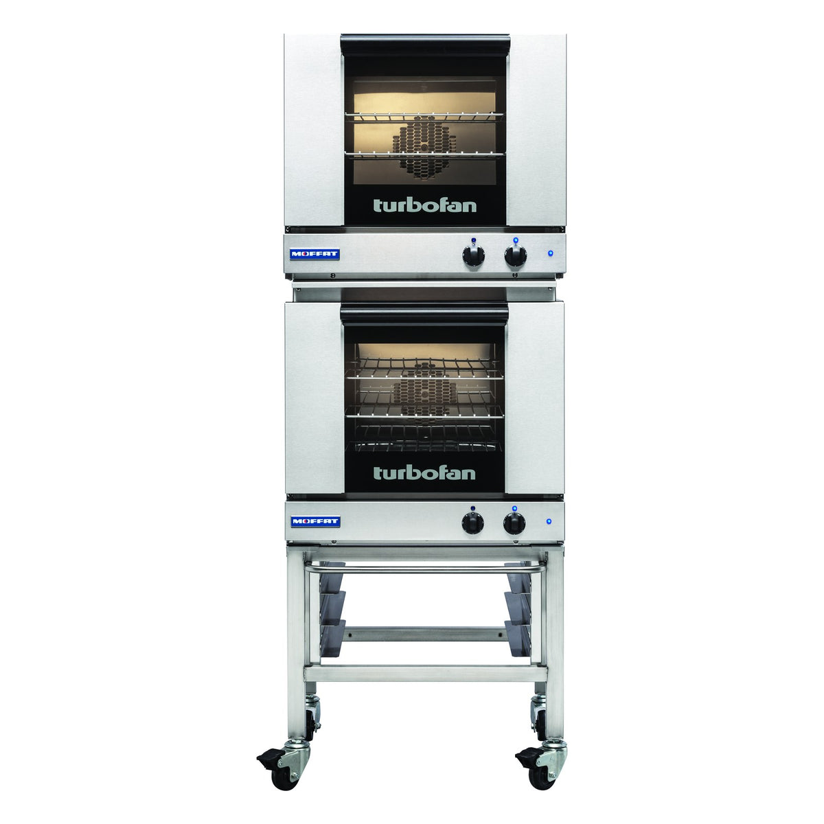 Turbofan Half Size Tray Manual Electric Convection Ovens Double Stacked With Castor Base Stand - E23M3/2C