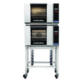 Turbofan Half Size Electric Convection Ovens Touch Screen Control Double Stacked on a Stainless Steel Base Stand - E23T3/2