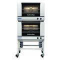 Turbofan Full Size Tray Manual Electric Convection Ovens Double Stacked With Castor Base Stand - E27M2/2C