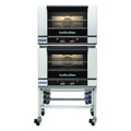 Turbofan Full Size Tray Digital Electric Convection Ovens Double Stacked on a Stainless Steel Base Stand - E27D2/2